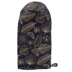 Elegant-pattern-with-golden-tropical-leaves Microwave Oven Glove by Pakemis