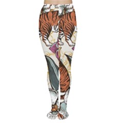 Natural-seamless-pattern-with-tiger-blooming-orchid Tights by Pakemis