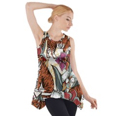 Natural-seamless-pattern-with-tiger-blooming-orchid Side Drop Tank Tunic by Pakemis