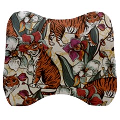 Natural-seamless-pattern-with-tiger-blooming-orchid Velour Head Support Cushion by Pakemis