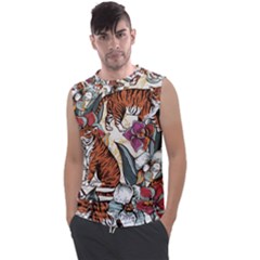 Natural-seamless-pattern-with-tiger-blooming-orchid Men s Regular Tank Top by Pakemis