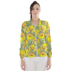 Seamless-pattern-with-graphic-spring-flowers Women s Windbreaker