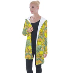 Seamless-pattern-with-graphic-spring-flowers Longline Hooded Cardigan by Pakemis