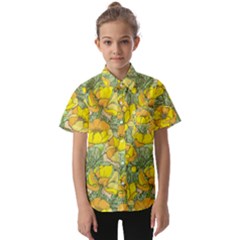 Seamless-pattern-with-graphic-spring-flowers Kids  Short Sleeve Shirt by Pakemis