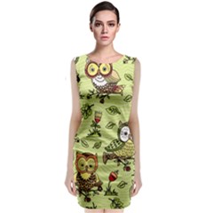 Seamless-pattern-with-flowers-owls Classic Sleeveless Midi Dress by Pakemis