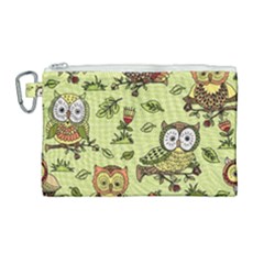 Seamless-pattern-with-flowers-owls Canvas Cosmetic Bag (large) by Pakemis