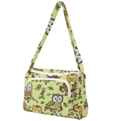 Seamless-pattern-with-flowers-owls Front Pocket Crossbody Bag by Pakemis