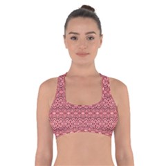 Pink-art-with-abstract-seamless-flaming-pattern Cross Back Sports Bra by Pakemis