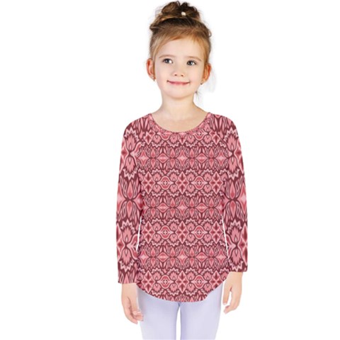 Pink-art-with-abstract-seamless-flaming-pattern Kids  Long Sleeve Tee by Pakemis