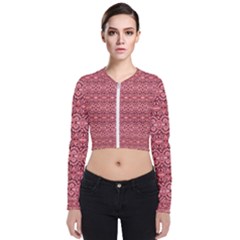 Pink-art-with-abstract-seamless-flaming-pattern Long Sleeve Zip Up Bomber Jacket by Pakemis