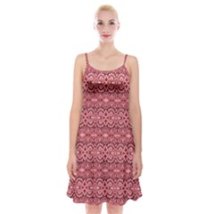 Pink-art-with-abstract-seamless-flaming-pattern Spaghetti Strap Velvet Dress by Pakemis