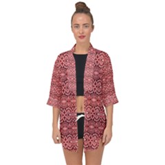 Pink-art-with-abstract-seamless-flaming-pattern Open Front Chiffon Kimono by Pakemis