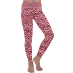 Pink-art-with-abstract-seamless-flaming-pattern Kids  Lightweight Velour Classic Yoga Leggings by Pakemis