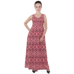 Pink-art-with-abstract-seamless-flaming-pattern Empire Waist Velour Maxi Dress by Pakemis