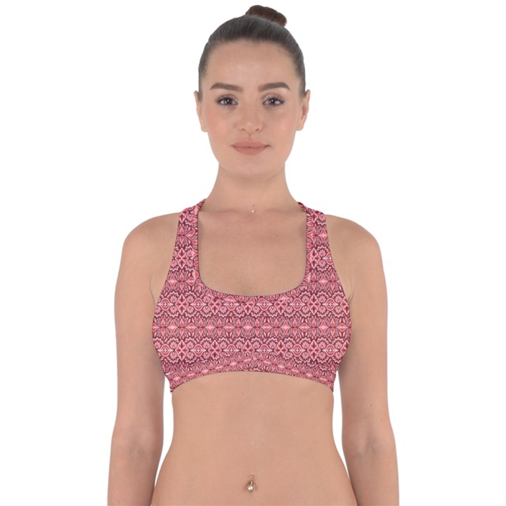 Pink-art-with-abstract-seamless-flaming-pattern Cross Back Hipster Bikini Top 