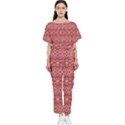 Pink-art-with-abstract-seamless-flaming-pattern Batwing Lightweight Chiffon Jumpsuit View1