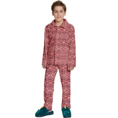 Pink-art-with-abstract-seamless-flaming-pattern Kids  Long Sleeve Velvet Pajamas Set by Pakemis