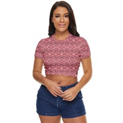 Pink-art-with-abstract-seamless-flaming-pattern Side Button Cropped Tee by Pakemis