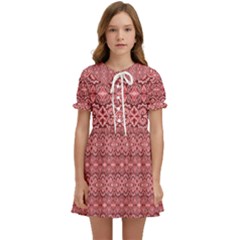 Pink-art-with-abstract-seamless-flaming-pattern Kids  Sweet Collar Dress by Pakemis