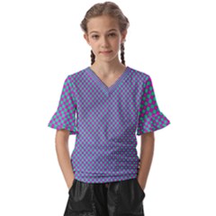 Pattern Kids  V-neck Horn Sleeve Blouse by gasi