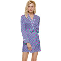 Pattern Long Sleeve Satin Robe by gasi