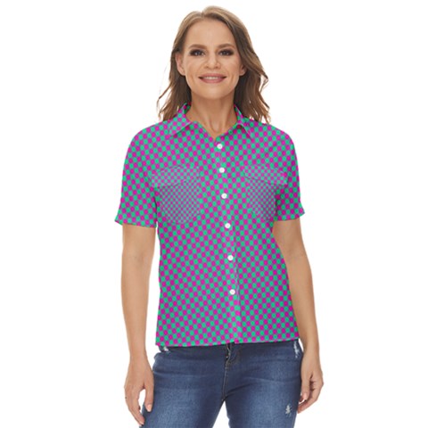 Pattern Women s Short Sleeve Double Pocket Shirt by gasi