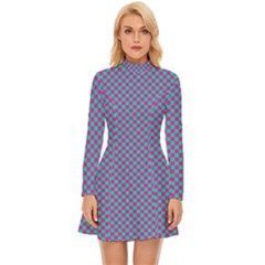 Pattern Long Sleeve Velour Longline Dress by gasi