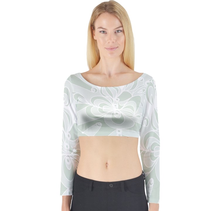 Blue Zendoodle Long Sleeve Crop Top