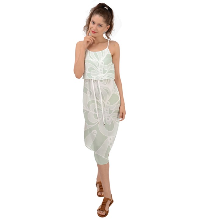 Blue Zendoodle Waist Tie Cover Up Chiffon Dress