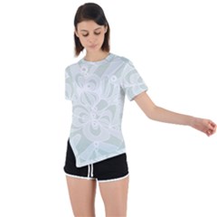 Blue Zendoodle Asymmetrical Short Sleeve Sports Tee by Mazipoodles