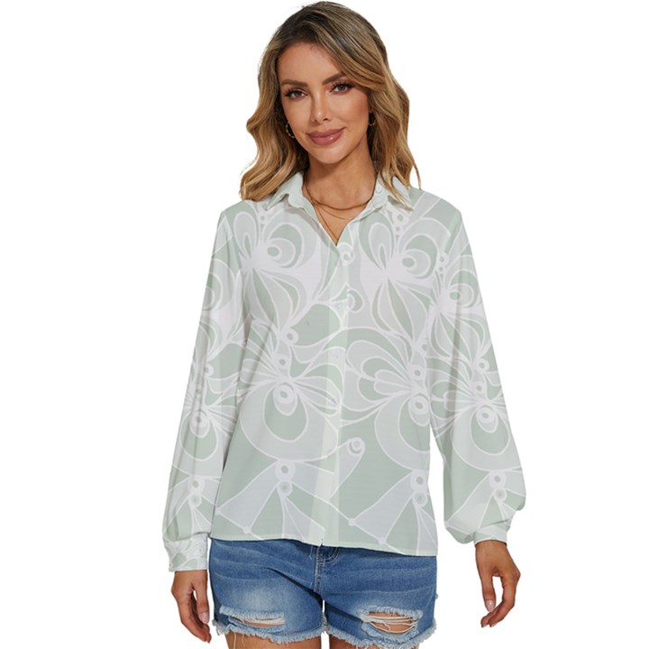 Blue Zendoodle Women s Long Sleeve Button Down Shirt