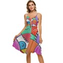 Modern art Sleeveless Tie Front Chiffon Dress View1