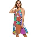 Modern art Sleeveless Tie Front Chiffon Dress View2