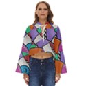 Modern art Boho Long Bell Sleeve Top View1