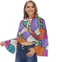 Modern art Boho Long Bell Sleeve Top View2