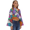 Modern art Boho Long Bell Sleeve Top View3