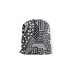 Black And White Drawstring Pouch (small) by gasi