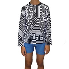 Black And White Kids  Long Sleeve Swimwear by gasi