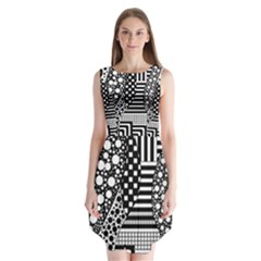 Black And White Sleeveless Chiffon Dress   by gasi