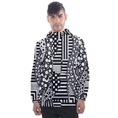 Black And White Men s Front Pocket Pullover Windbreaker by gasi