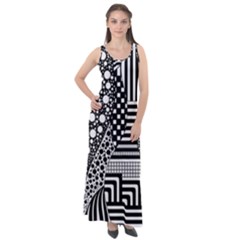 Black And White Sleeveless Velour Maxi Dress by gasi