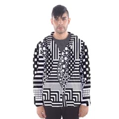 Black And White Men s Hooded Windbreaker by gasi