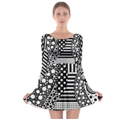 Black And White Long Sleeve Skater Dress by gasi