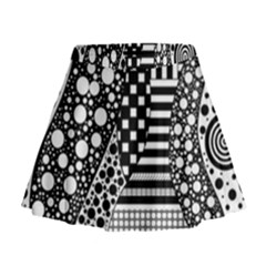 Black And White Mini Flare Skirt