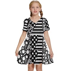 Black And White Kids  Short Sleeve Tiered Mini Dress by gasi