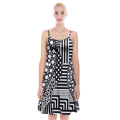 Black And White Spaghetti Strap Velvet Dress by gasi