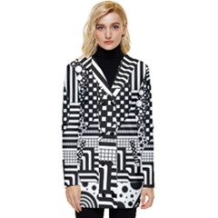 Black And White Button Up Hooded Coat  by gasi