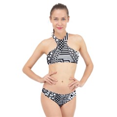 Black And White High Neck Bikini Set by gasi