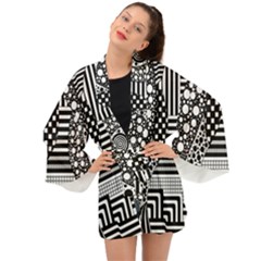 Black And White Long Sleeve Kimono