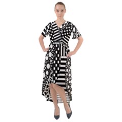 Black And White Front Wrap High Low Dress by gasi